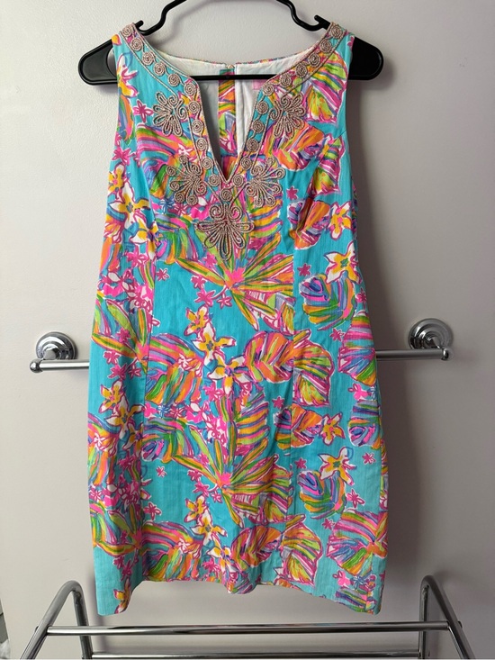 Lilly Pulitzer Dresses & Skirts - Lilly Pulitzer Turquoise Multicolor Embellished Shift Dress